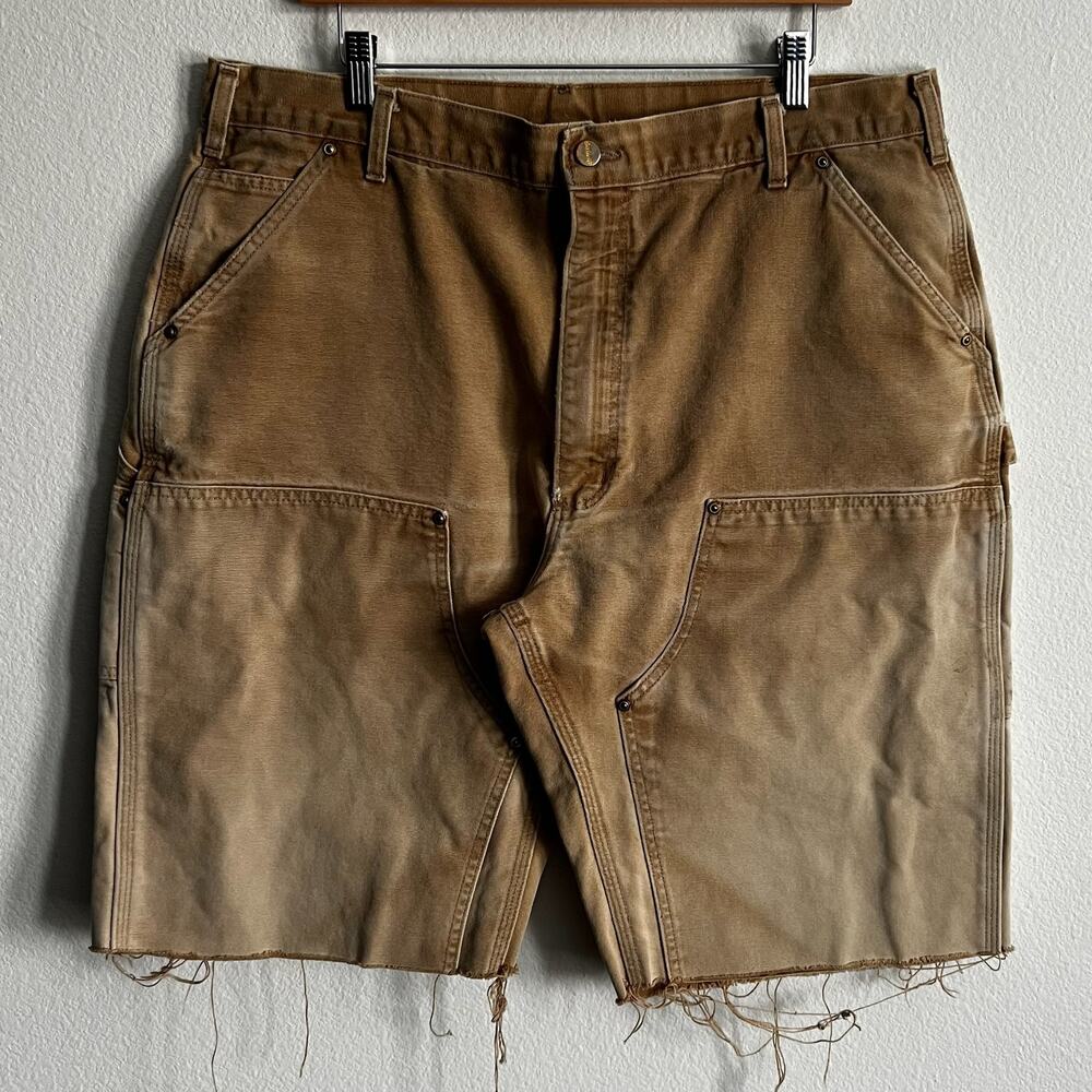 Carhartt faded brown double knee work wear carpenter shorts